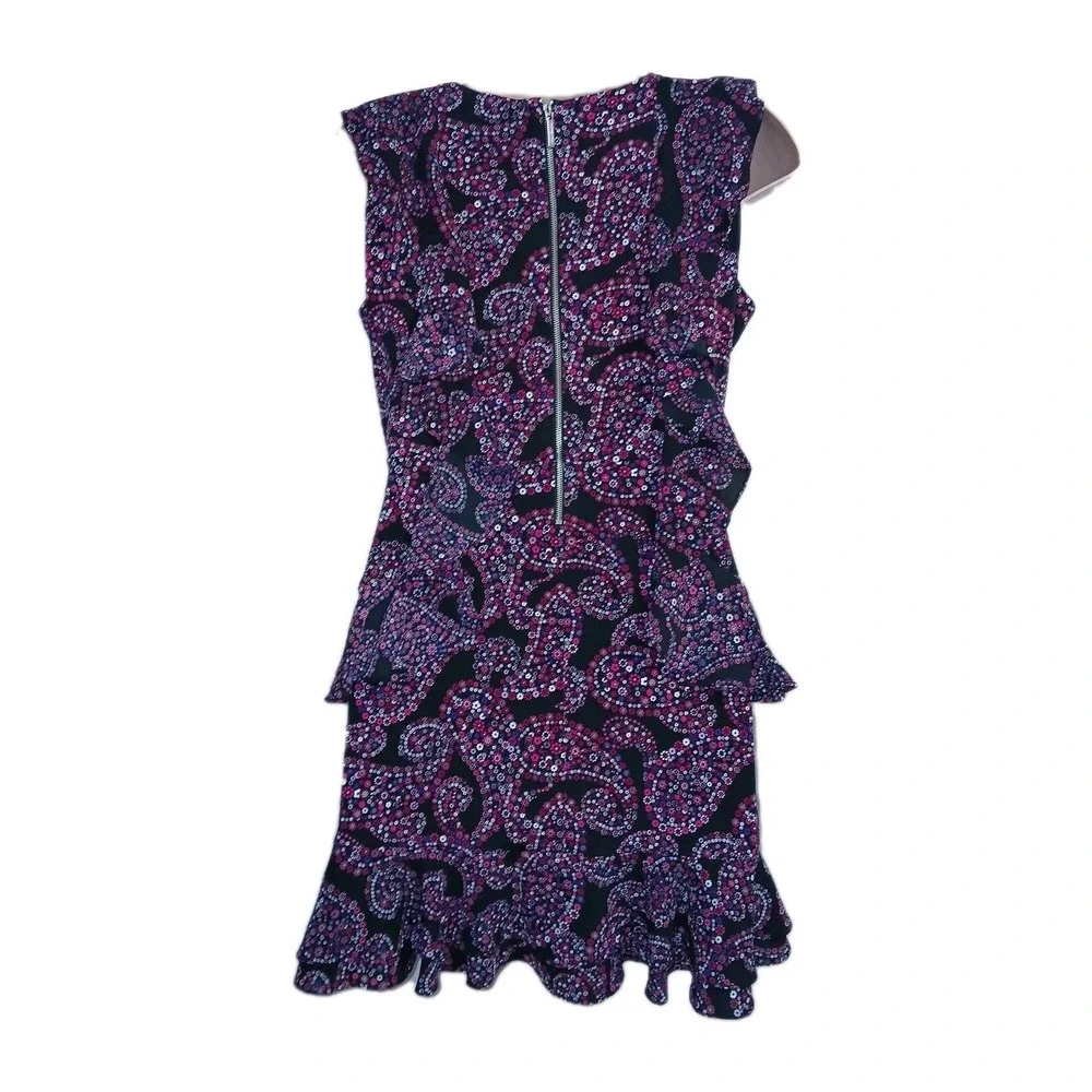 Michael Kors Cascade Dress Women XXL Black Floral Paisley Azalea Ruffle Bohemian